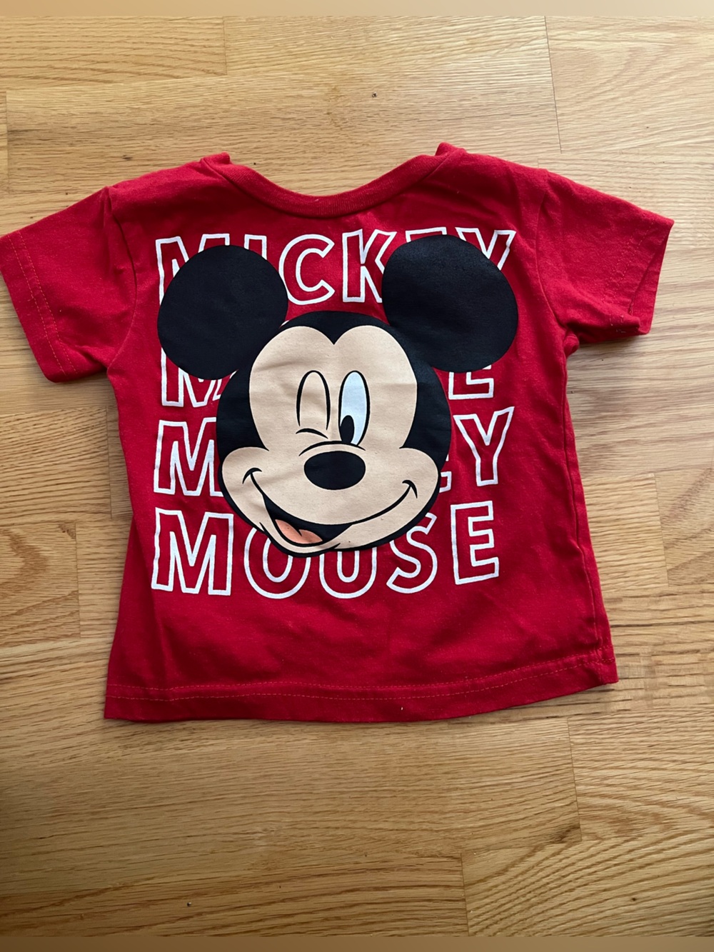 Mickey Mouse Red Graphic Tee with 3D Ears